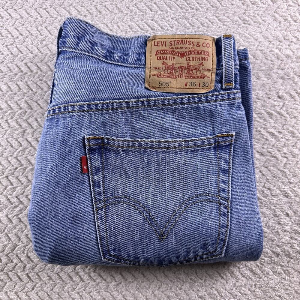 Vintage Levis Jeans Mens 36x30 Blue 505 Denim Pants Regular Straight Y2K - Picture 14 of 14